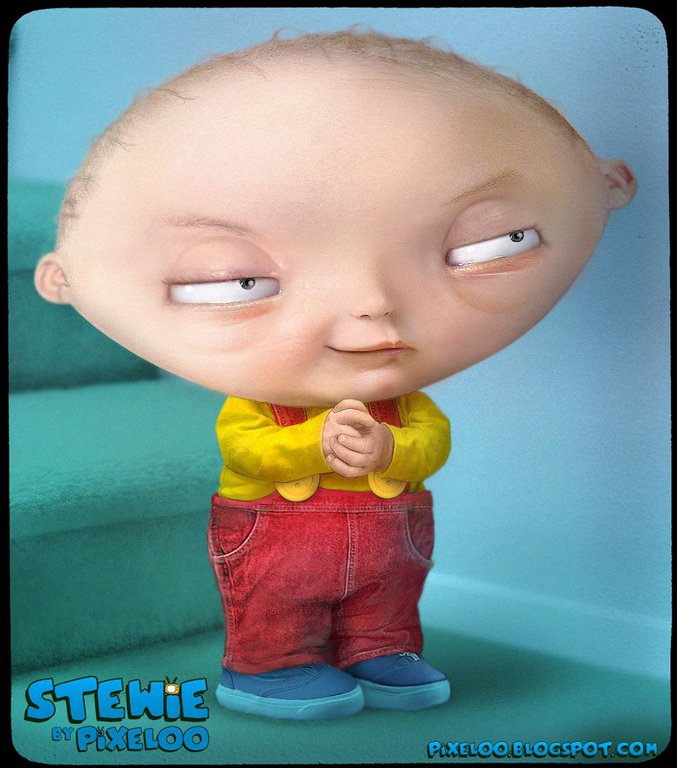 Un untoon de pixeloo de Stewie dans Family Guy.
