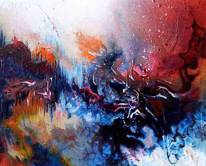 Melissa McCracken , atteinte de synesthésie peut notamment voir les sons. Ces derniers ont une certaine forme, une certaine couleur et sont en mouvement. Elle a décidé de peindre ce qu'elle voyait en entendant quelques musiques. Ici c'est donc une représentation de Airhead - Callow (https://www.youtube.com/watch?v=O0A_76pg9Ds)