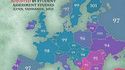 Carte du Q.I par pays en Europe