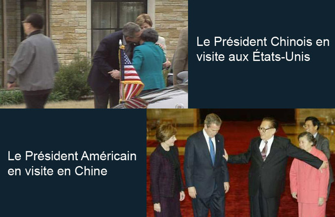 Les relations entre Bush et la femme du chef d'état chinois.