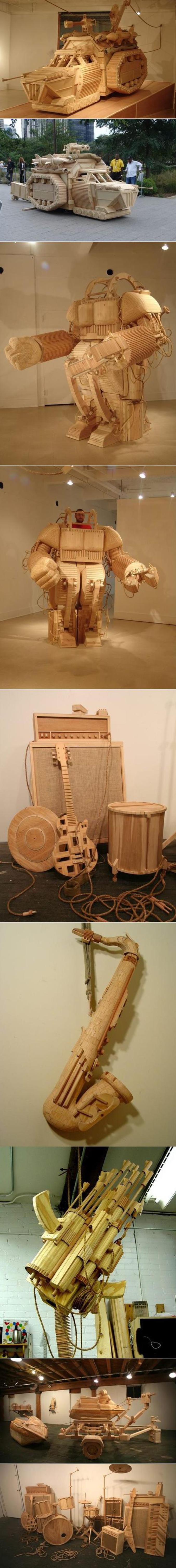 Des objets réalisés entièrement en bois.
