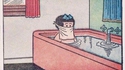 Zoé, personnage de BD, suit scrupuleusement les consignes... même dans le bain.