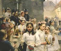 Sortie des premières communiantes vers 1890/1900