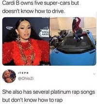 La rappeuse Cardi B a cinq voitures de sport mais ne sait pas conduire