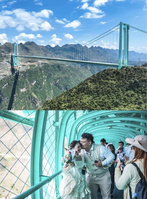 Pont du Grand Canyon de Huajiang se trouve à 625 mètres au6dessus de la vallée en contrebas ce qui en fait le plus haut pont du monde.