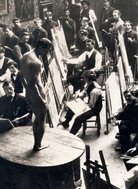 École des Beaux-Arts vers 1900, séance de pose