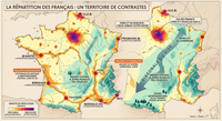 La population française vit sur environ 5 à 10 % du territoire, tandis qu’environ 70 à 80 % du territoire est constitué d’espaces où il y a quasi personne.