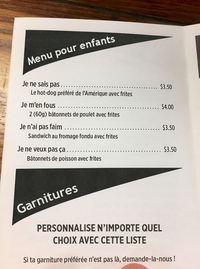 Menu pratique pour les enfants