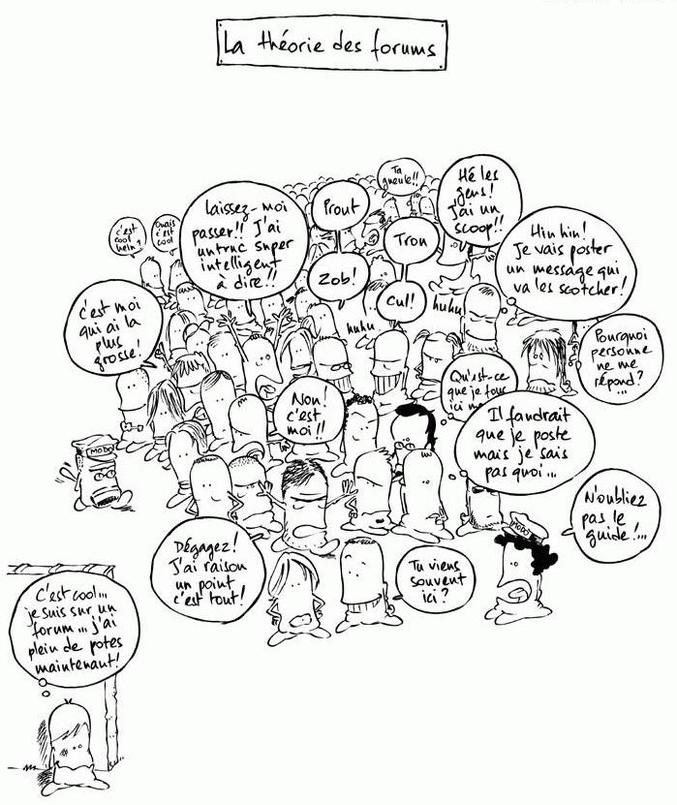 Un dessin humoristique sur la vie d'un forum