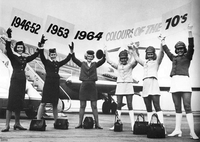 Evolution des uniformes des hôtesses de l'air sur une génération