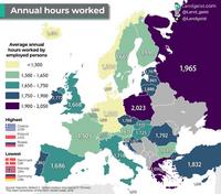 Nombre d’heures travaillées par an par pays en moyenne 