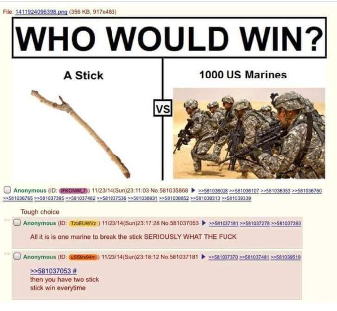 Le bâton ou 1000 Marines ?