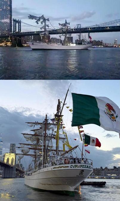 Cette nuit, le navire école de la marine mexicaine, le Cuauhtémoc, s'est emplafonné contre le pont de Brooklyn à New-York. Ce ne serait qu'une anecdote s'il n'y avait eu deux morts et une trentaine de blessés.