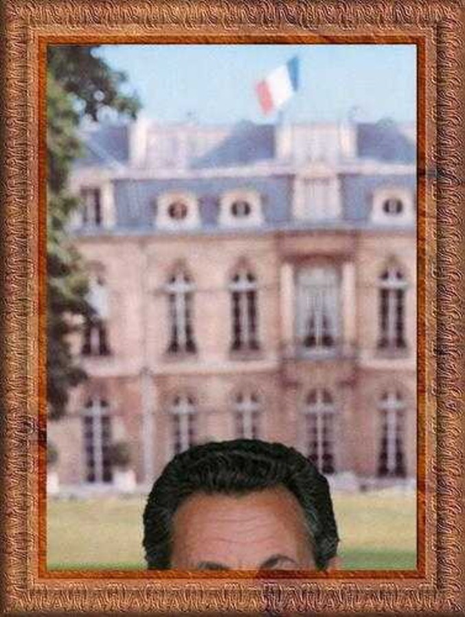 Sarkozy posant pour la photo présidentielle à l'Elysée