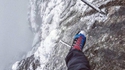 Un bout de via ferrata en hiver