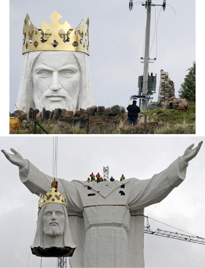 La construction de la plus grande statue du Christ (environ 60 mètres) à Swiebodzin (Pologne)