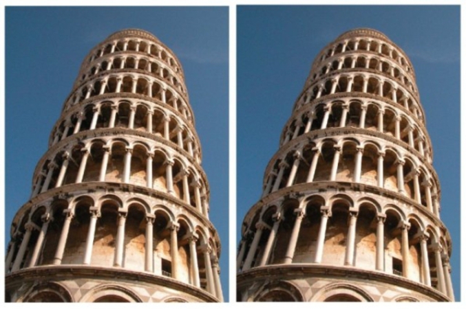 2 photos de la tour de Pise, laquelle penche le plus?