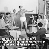 Pour se faire un peu de blé, le jeune acteur Ronald Reagan pose pour des étudiants en Arts Plastiques (1940)