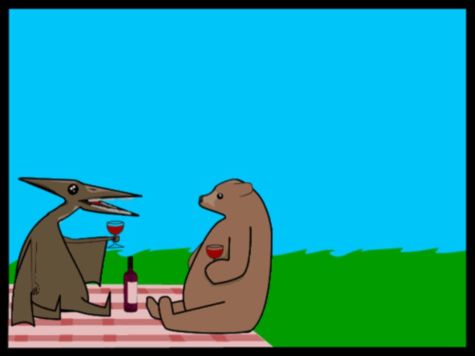 Un ptérodactyle, un ours et de la violence