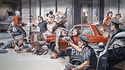 Personnages de comics braquant une banque
