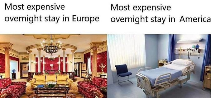 Une nuitée dans un hôpital étazunien = une nuitée dans un palace européen