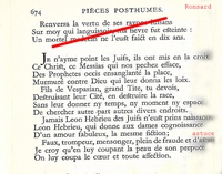 Je ne connaissais pas cet aspect antisémite de Ronsard.