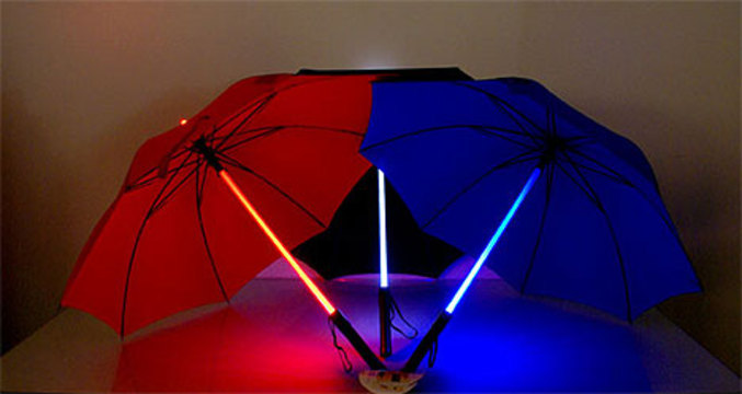 Des parapluies laser vendus au japon pour environ 10€.