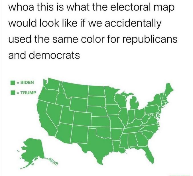 Il n'y a qu'à mettre la même couleur pour les Démocrates et les Républicains, comme ça tout le monde aura gagné ! CQFD !