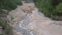Coulée de débris dans la vallée de l'Illgraben (Alpes Valaisannes)