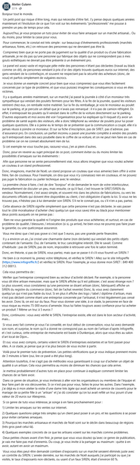 Lombrikienne, Lombrikien.

 J'ai fait hier sur ma page pro un petit tuto pour commencé a sensibiliser les gens au arnaques sur les événements pro ( marché artisanal, marché de noel, etc ) C'est un petit pavé conséquent, mais que j'espère être utile, et je me dit que par solidarité Lombricienne, ca peut vous intéresser, et si ca peut evité a ne serait ce qu'une personne de se faire entuber, ca compensera les emmerdes qui vont me tombé dessus a coup sur. Certains dirons que je suis philanthrope, la réalité c'est que je suis un connard avec les talents diplomatique d'un Ork sous stéroïdes. J'ai essayé de retravaillé le texte pour viré tout ce qui s'apparente a de l'auto-promo ( truc que j'aime pas, Ork j'ai dit ) mais ca bloque dans les tuyaux du site ( ca ira mieux avec la v3 ), du coup, j'ai essayé de foutre directement le lien du post Facebook, et ca marche pas non plus… Bon, au final, je vous envoie une capture d'écran du post en question...