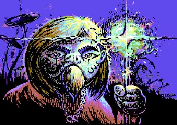 Image réalisée sur Commodore 64 par Pretzel Logic à la Gubbdata 2022. 160 x 200 x 16 couleurs + Sprites.
