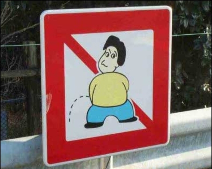 un panneau belge pour l'interdication d'uriner.