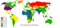 Carte de la population carcérale par pays