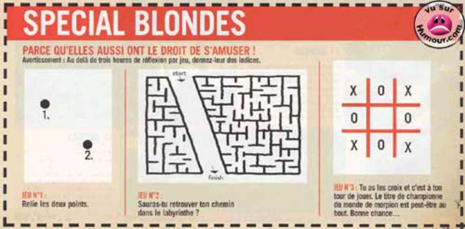 Jeux pour blondes