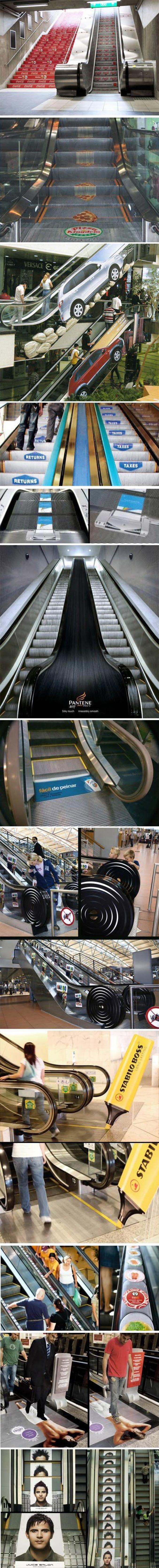 Compilation de publicités sur des escalators.