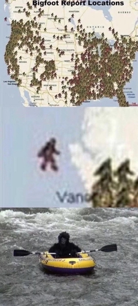 Carte des endroits où Bigfoot a été repéré