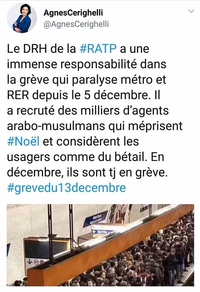 Kan tu réfléchis très fort au moyen de lier le problème des retraites et des grèves aux Musulmans