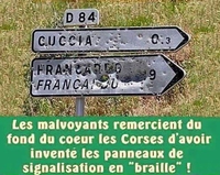 Panneaux indicateurs corses pour aveugles