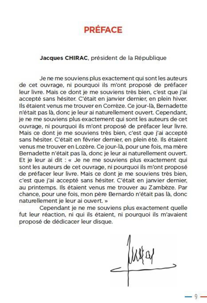 La préface bouleversante de Jacques Chirac du livre "La politique pour tous", (le livre politique le plus drôle depuis Mein Kampf). Plus d'info ici: http://www.brain-magazine.fr/article/page-president/21441-Sortie-aujourd_hui-de-La-politique-pour-tous-