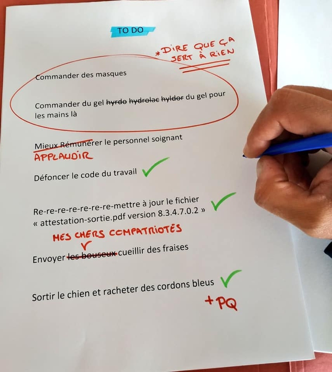 On vient de me communiquer la feuille de route de notre gouvernement