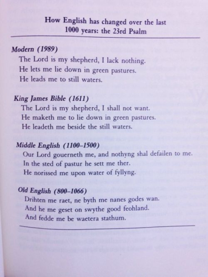 1 000 ans d'évolution de l'english language à travers le 23ème psaume.