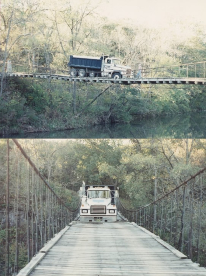 Un pont tout fin qui supporte un camion très lourd !