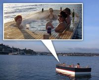 Piscine dans un bateau sur un lac