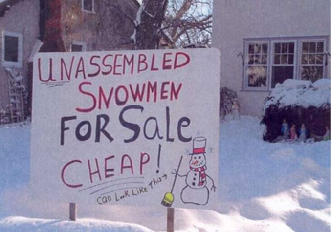 On vend des bonhommes de neige à monter soi même