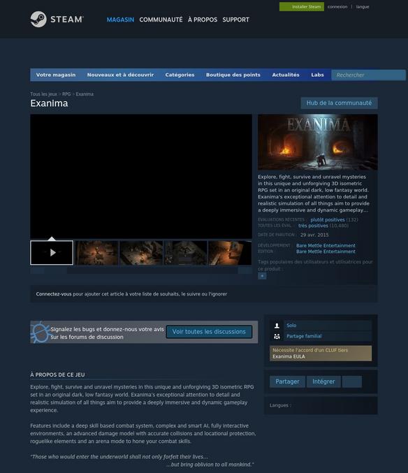 Exanima, une expérience ce jeu, les détails, la simulation de tout ce qui vous entour... c'est assez dingue :)
Mais putain c'est dur bordel!!