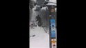 Huge spruce falls on the ski lift