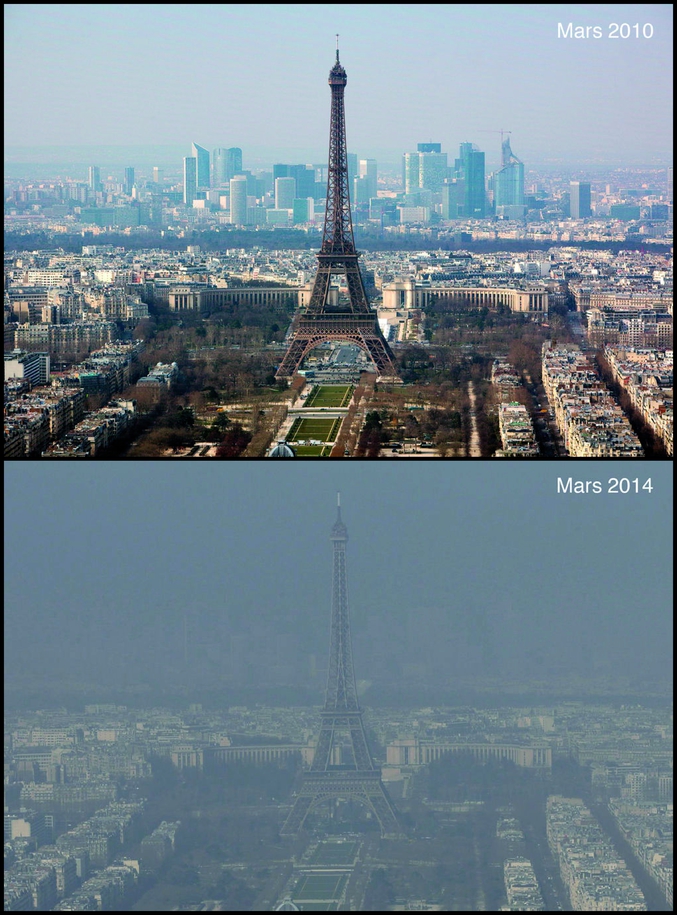 Les effets spectaculaires de la pollution actuelle à Paris