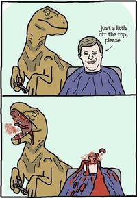 Avoir un vélociraptor en coiffeur