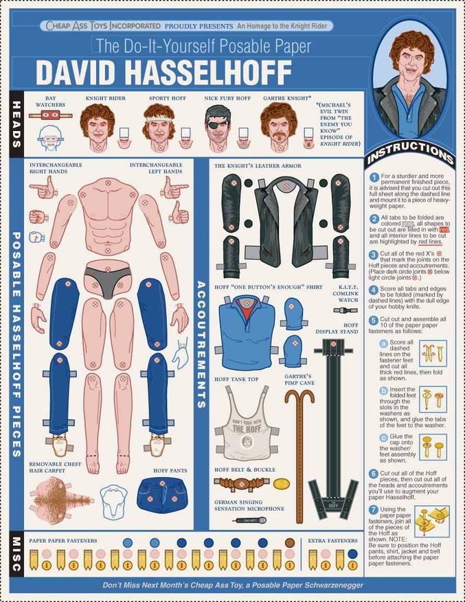 Fabrique ton pantin David Hasselhoff et rigole avec tes amis.