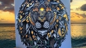 Tête de lion flamboyante
